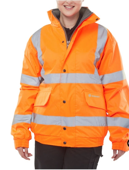 Unisex Hi-Vis Fleece Lined Bomber Jacket