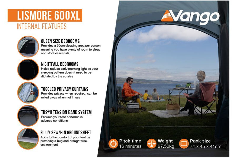 Vango Lismore 600XL Poled Tent Package - INCLUDES FREE FOOTPRINT