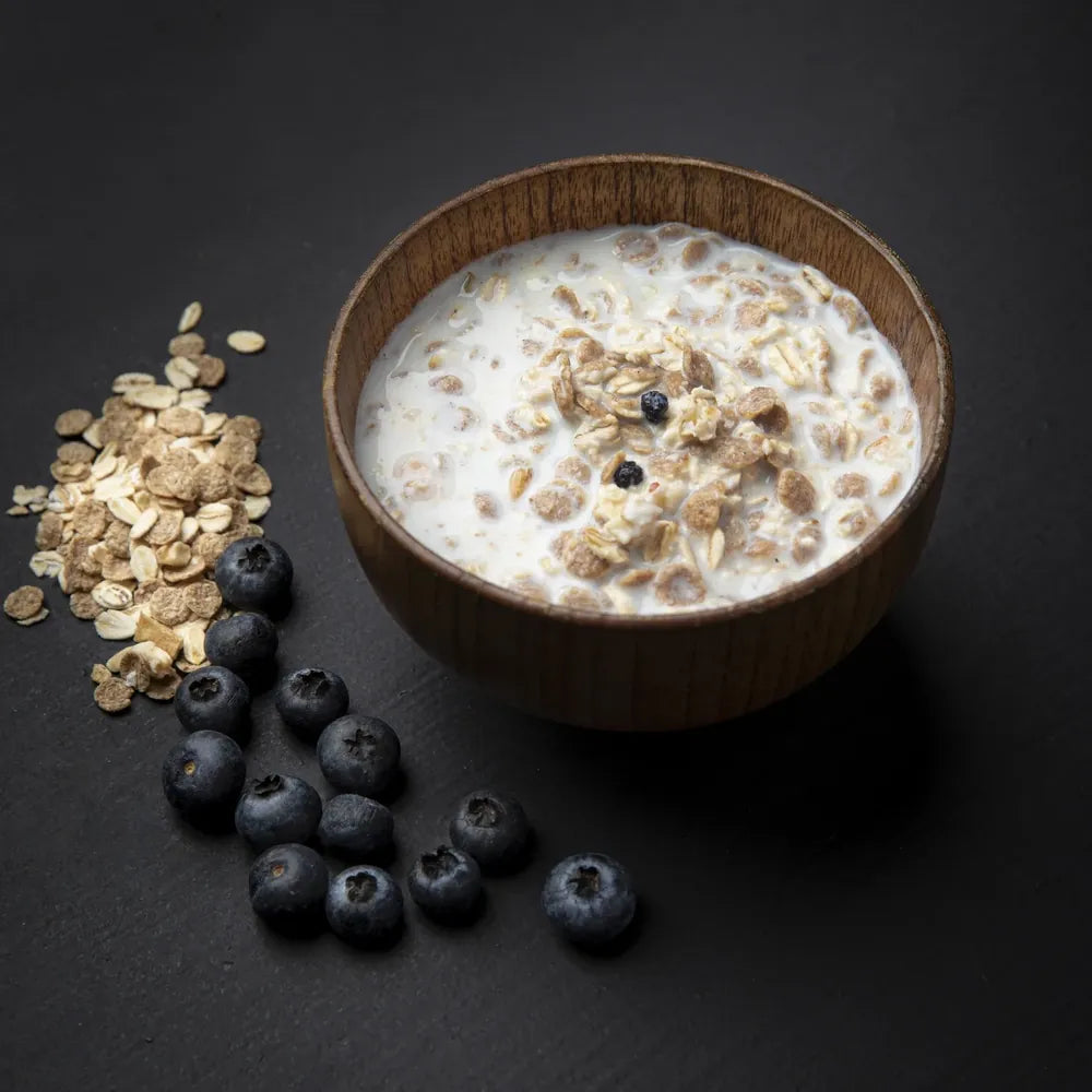 Real Turmat Blueberry and Vanilla Muesli prepared in a bowl