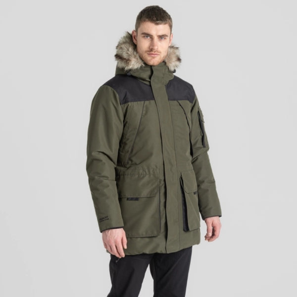 Men's Bishorn Parka Jacket - Woodland Green / Black