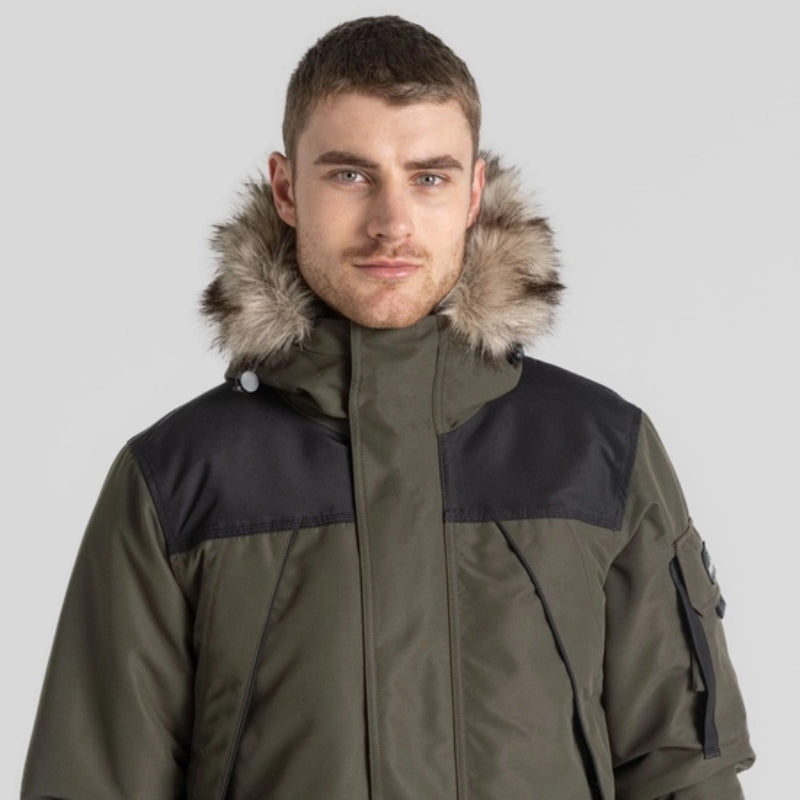 Men's Bishorn Parka Jacket - Woodland Green / Black