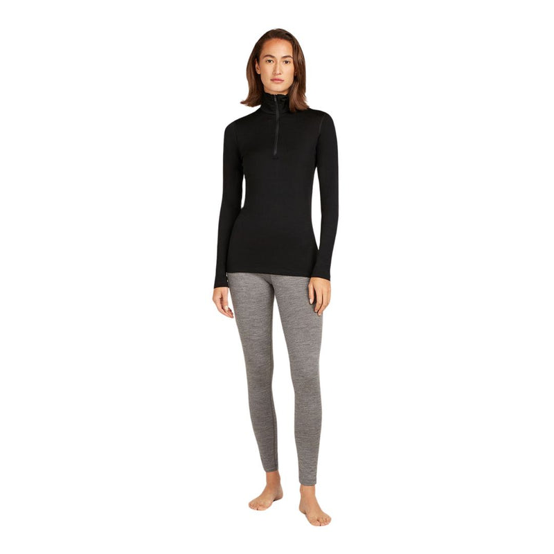 Women's Merino 200 Oasis Long Sleeve Half Zip Thermal Top - Black