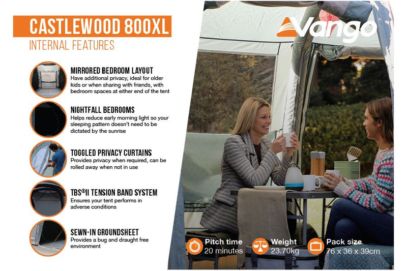Vango Castlewood 800XL Poled Tent Package - INCLUDES FREE FOOTPRINT