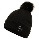 Womens Crystal Clear Fleece Lined Pom Beanie